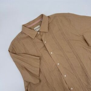 Scotch Soda Men's Tan Linen Blend Short Sleeve Button Up Shirt XL